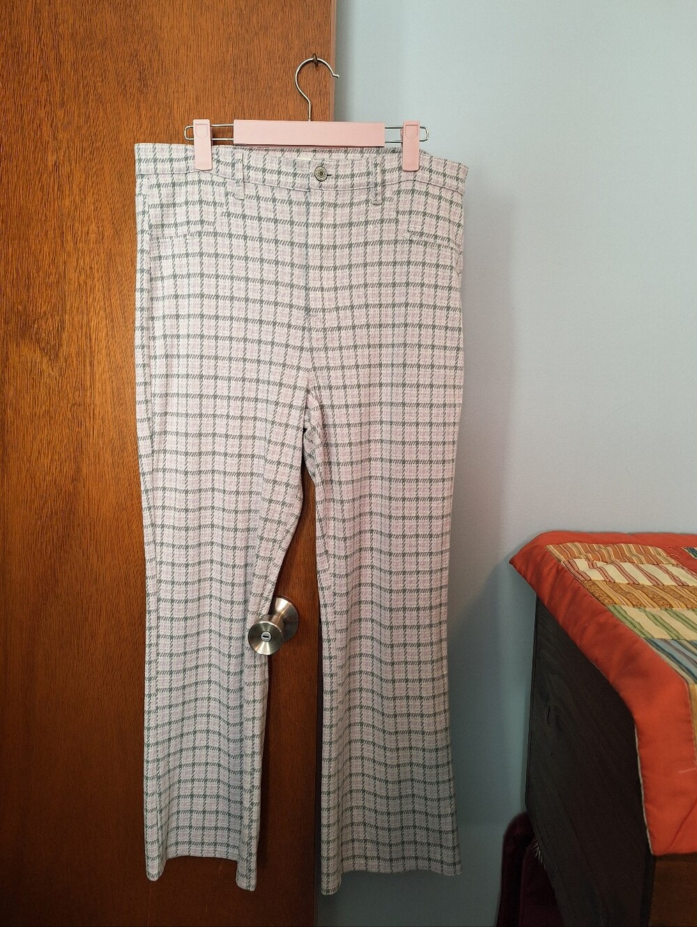 American Eagle Gray/Purple Houndstooth Skinny Kick Crop  Stretchy Women Size 12